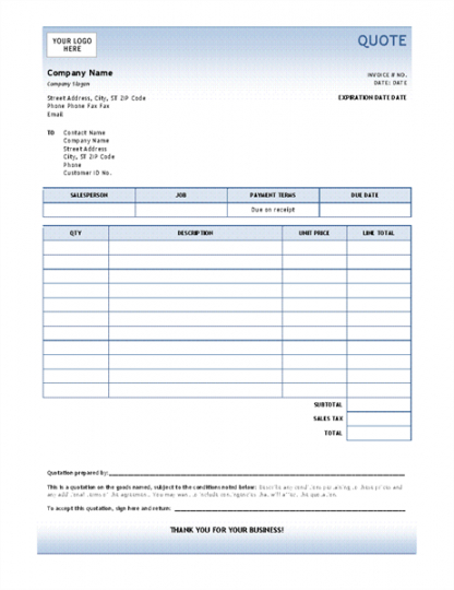 bids and quotes  office food service work estimate template pdf