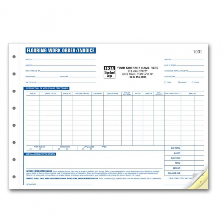 editable flooring contractor invoice  work order  designsnprint work order estimate billing template doc