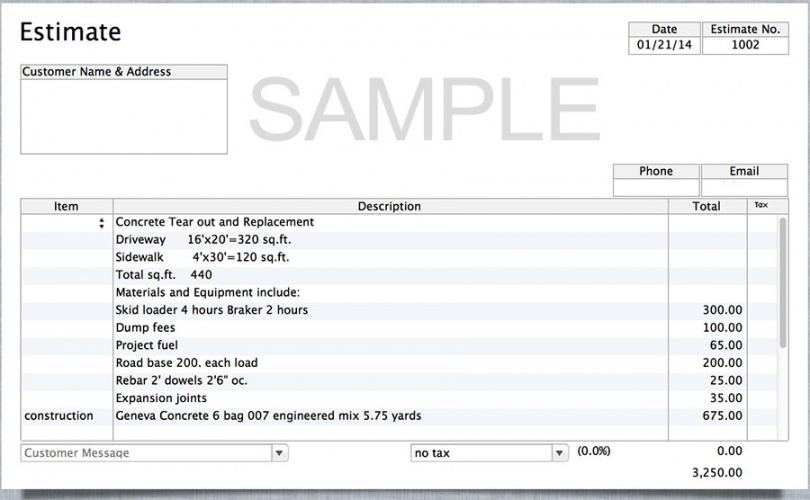 editable free estimate  jrs construction utah detail estimate for statement of work template