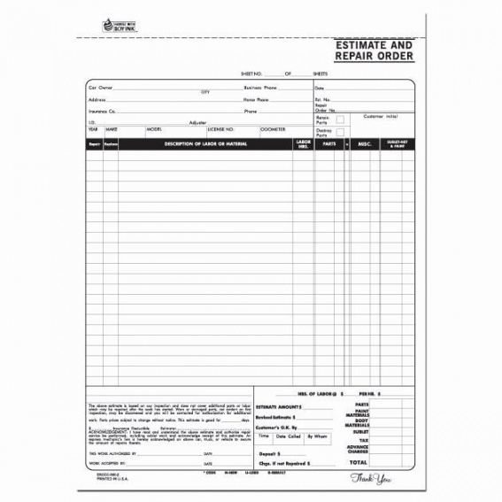 pin on example business form template images of body work estimate template excel