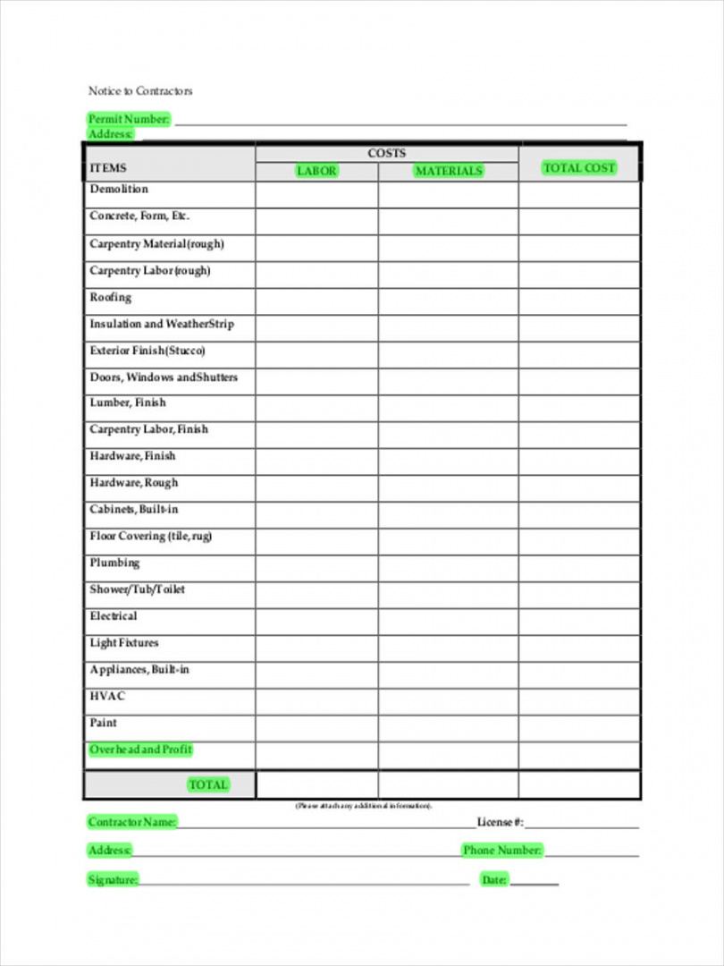 printable free 38 sample estimate forms in pdf  ms word construction work estimate template pdf