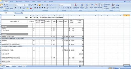 Preliminary Cost Estimate Template