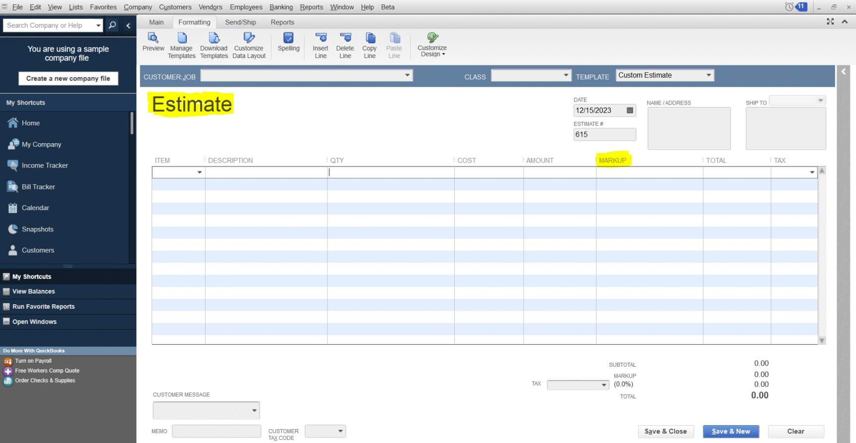 editable solved how do i add markup to my cost of products on an estimate on quickbooks online estimate template excel