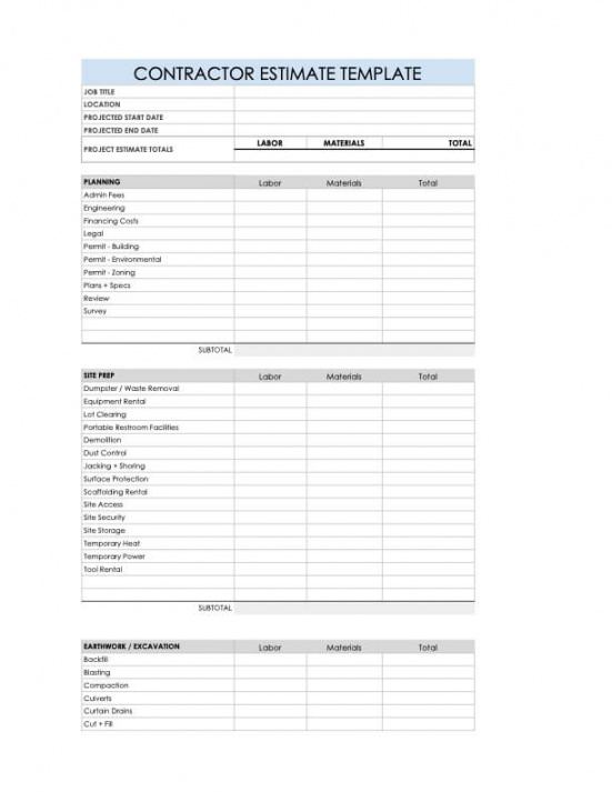free construction estimate template in excel google sheets  pdf construction estimate quote template excel