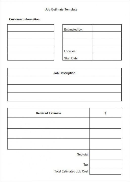 sample 5 job estimate templates  free word excel  pdf documents!  free job estimate proposal template word