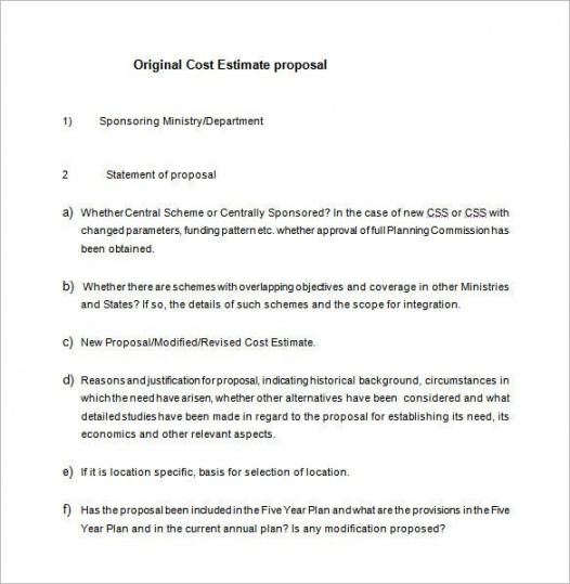 cost proposal template  15 free word excel pdf format download independent government cost estimate template