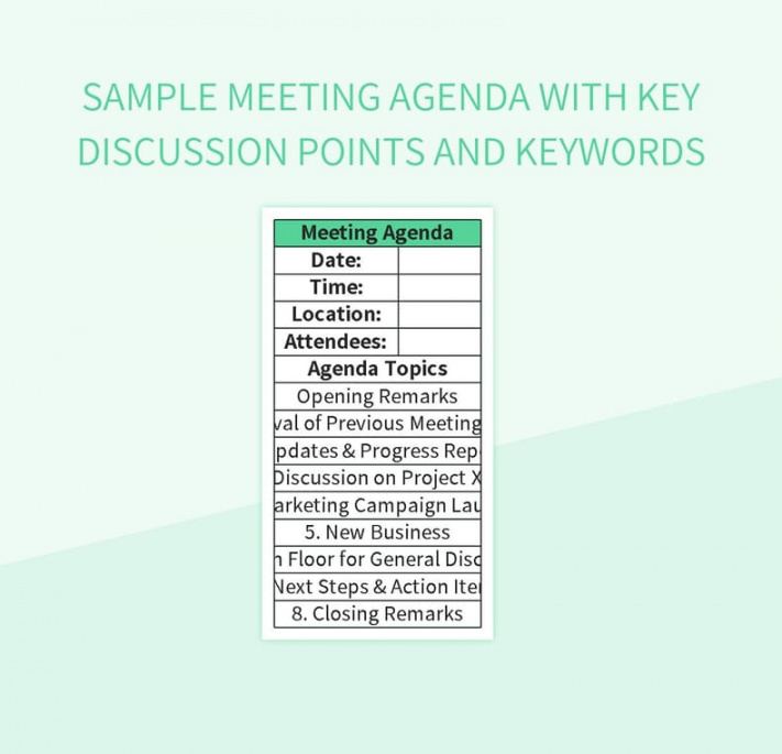 sample meeting agenda with key discussion points and keywords excel template and google sheets team meeting discussion points agenda template pdf