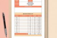 Blank Residential Construction Cost Estimate Template Excel Sample