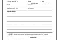 Custom Property Damage Estimate Template Doc Sample