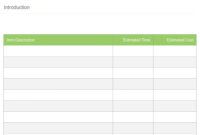 Editable Bottom Up Cost Estimate Template Doc Sample