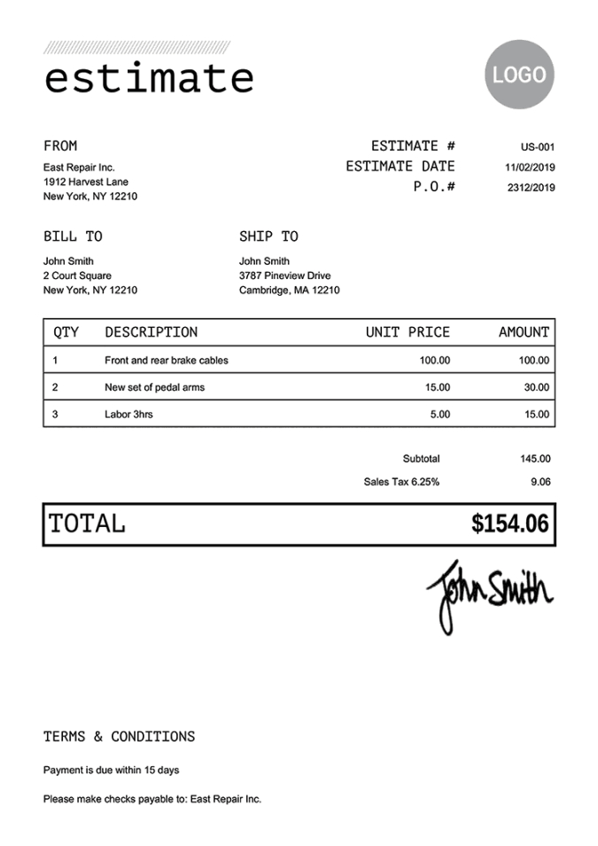 Editable Yard Work Estimate Template Excel