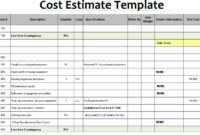 Free Custom Engineering Project Cost Estimate Template