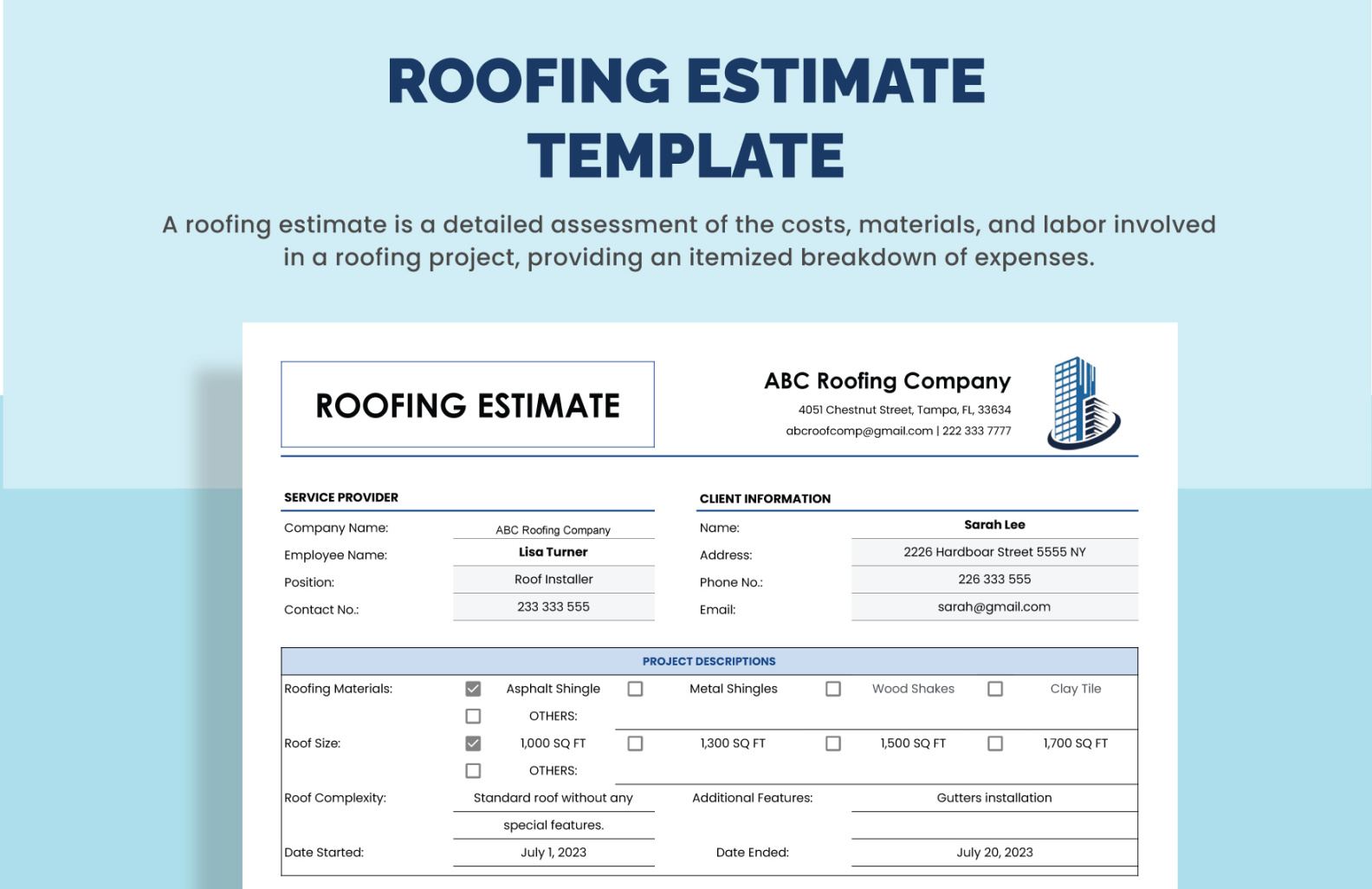 Free Editable Sealcoating Estimate Template Doc