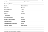 Blank Book Club Meeting Agenda Template Excel Sample