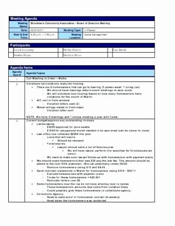 Blank Hoa Annual Meeting Agenda Template Pdf