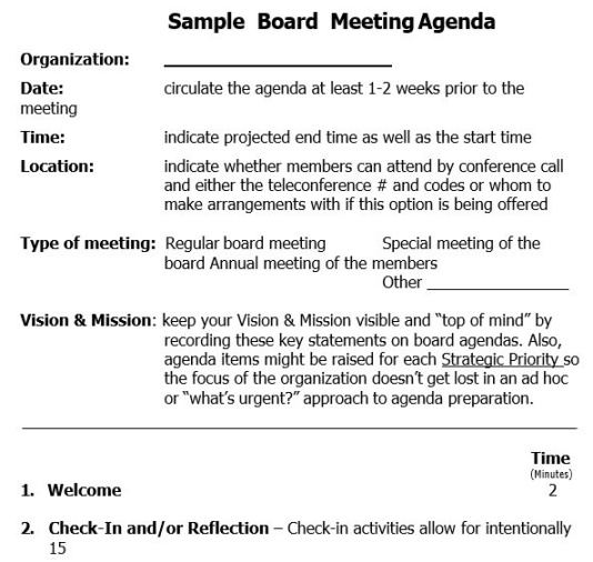 Custom Board Meeting Consent Agenda Template Word Sample