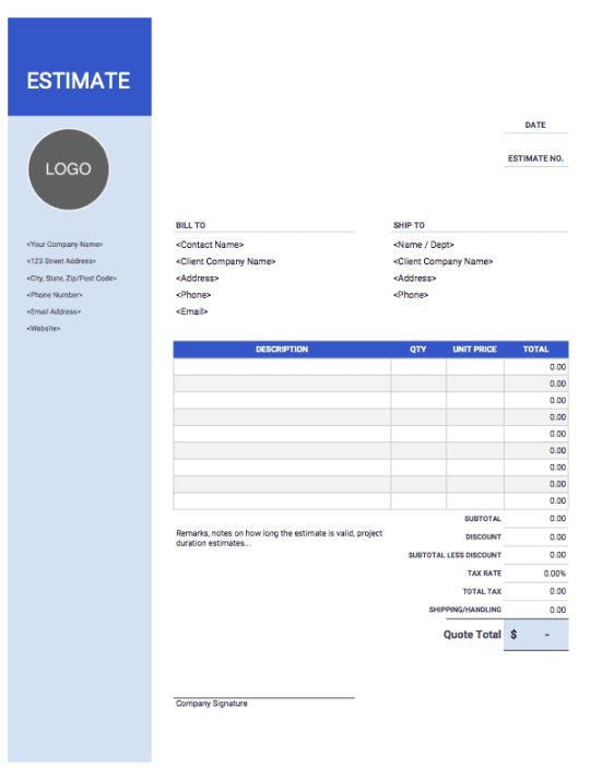 Free Blank Commercial Painting Estimate Template Pdf Sample