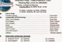 Free Blank Toastmasters Club Meeting Agenda Template Pdf