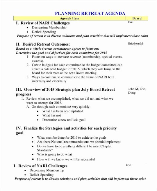 Free  Company Retreat Agenda Template Doc