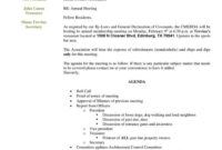 Free  Hoa Annual Meeting Agenda Template  Sample