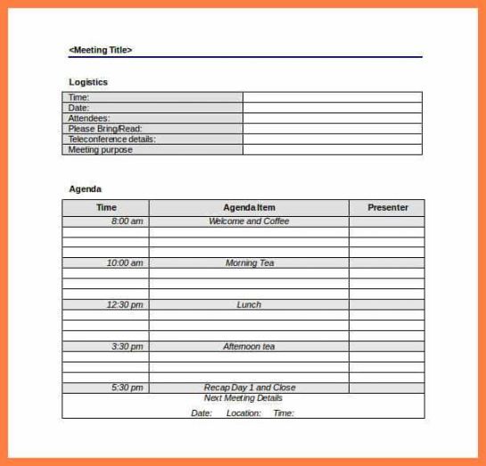 2 Day Conference Agenda Template Doc Sample