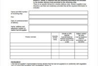 Blank Equipment Delivery Note Template Doc