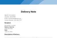 Custom Equipment Delivery Note Template Pdf