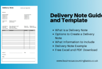 Free  Business Delivery Note Template Excel