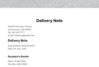 Free Editable Material Delivery Note Template