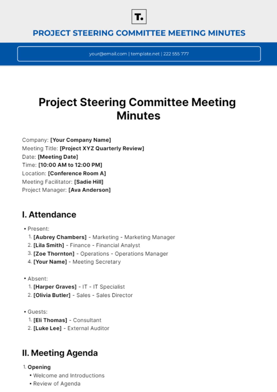Editable Quality Committee Meeting Agenda Template Pdf Sample