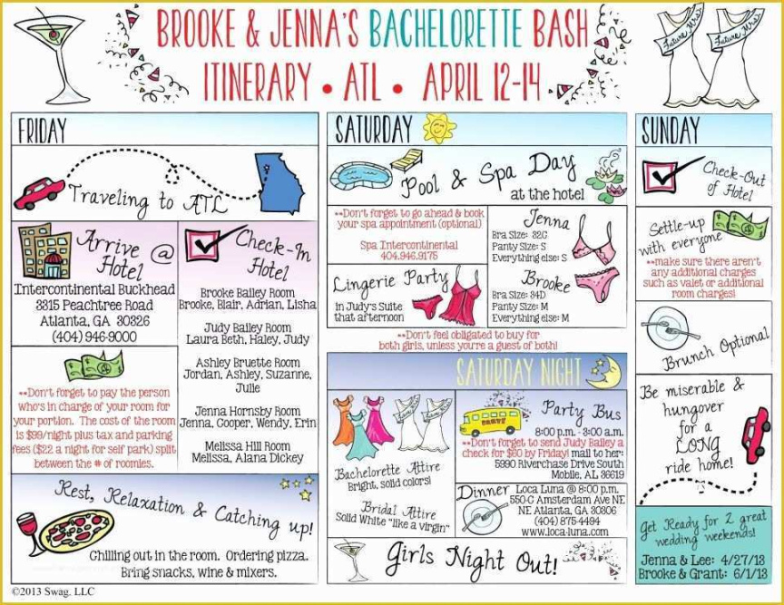Free Blank Bachelorette Party Agenda Template Pdf Sample