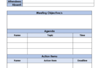 Free  Weekly Manager Meeting Agenda Template Excel Sample