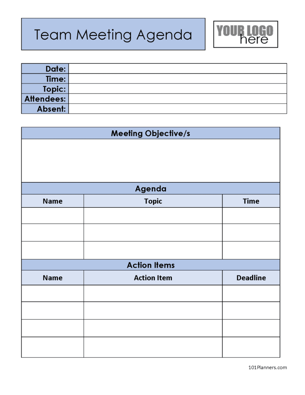Free  Weekly Manager Meeting Agenda Template Excel Sample