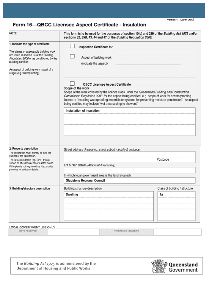 16 qld 20132025 form  fill out and sign printable pdf template  airslate signnow waterproofing certificate of compliance template doc