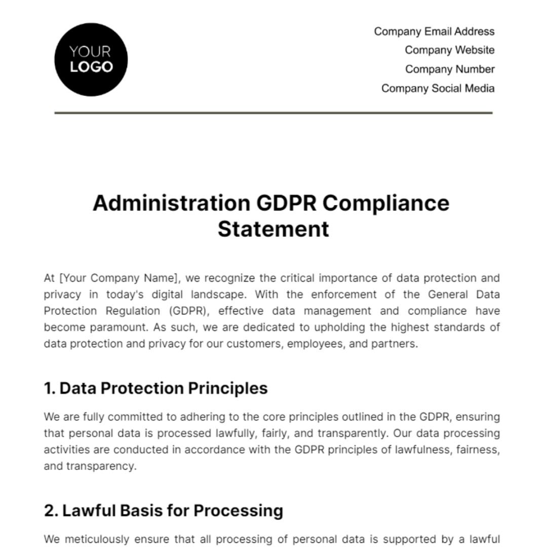 administration gdpr compliance statement template  edit online  download example  template building regulations compliance statement template pdf