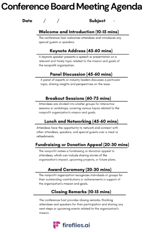 Custom First Nonprofit Board Meeting Agenda Template Pdf Sample