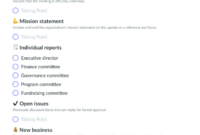 Editable First Nonprofit Board Meeting Agenda Template Pdf Sample