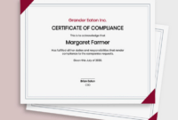 editable free compliance certificate templates  examples  edit online  download  template manufacturer certificate of compliance template example