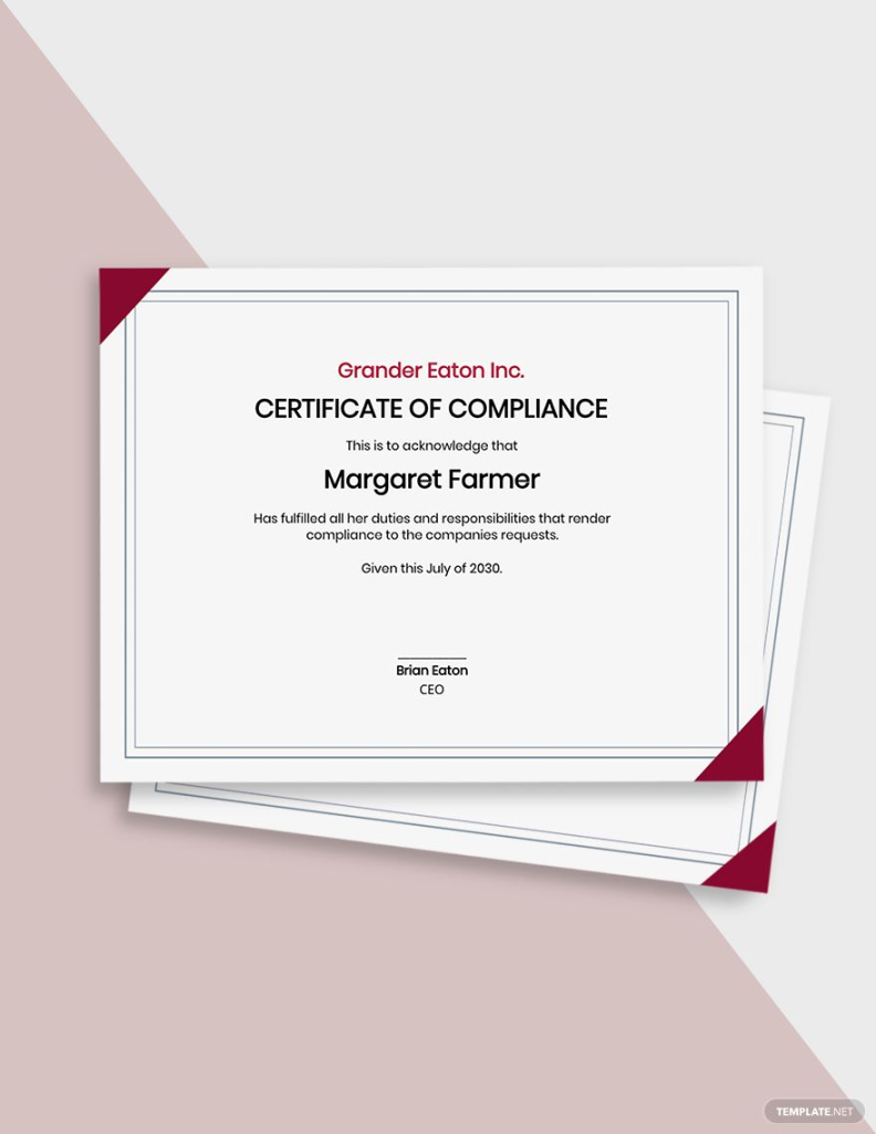 editable free compliance certificate templates  examples  edit online  download  template manufacturer certificate of compliance template example