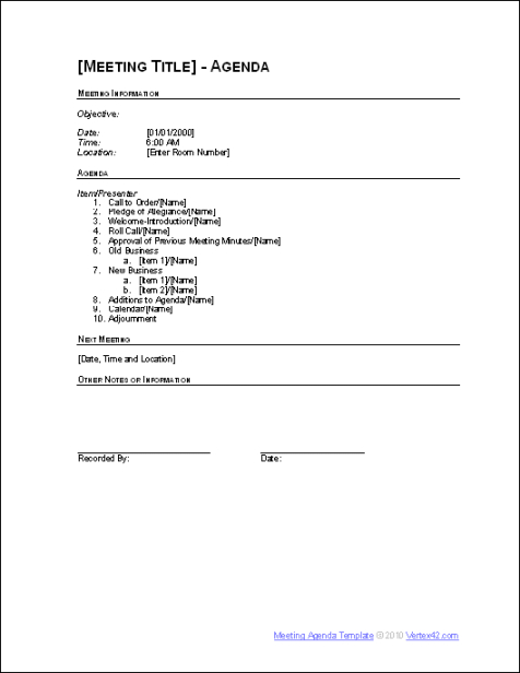 Free Blank Strata Committee Meeting Agenda Template Doc