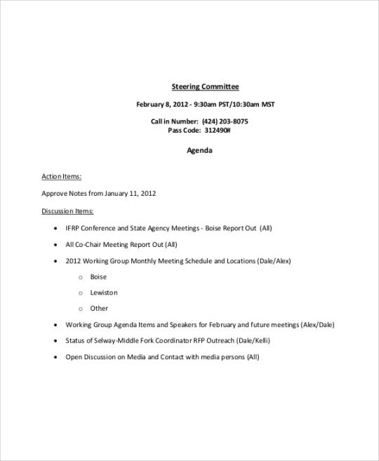 Free Printable Investment Committee Meeting Agenda Template Excel Sample