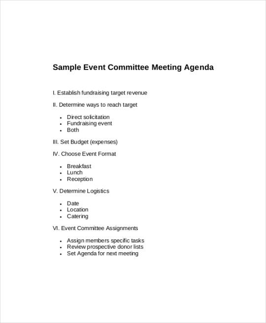 Free Printable Steering Committee Meeting Agenda Template Word Sample