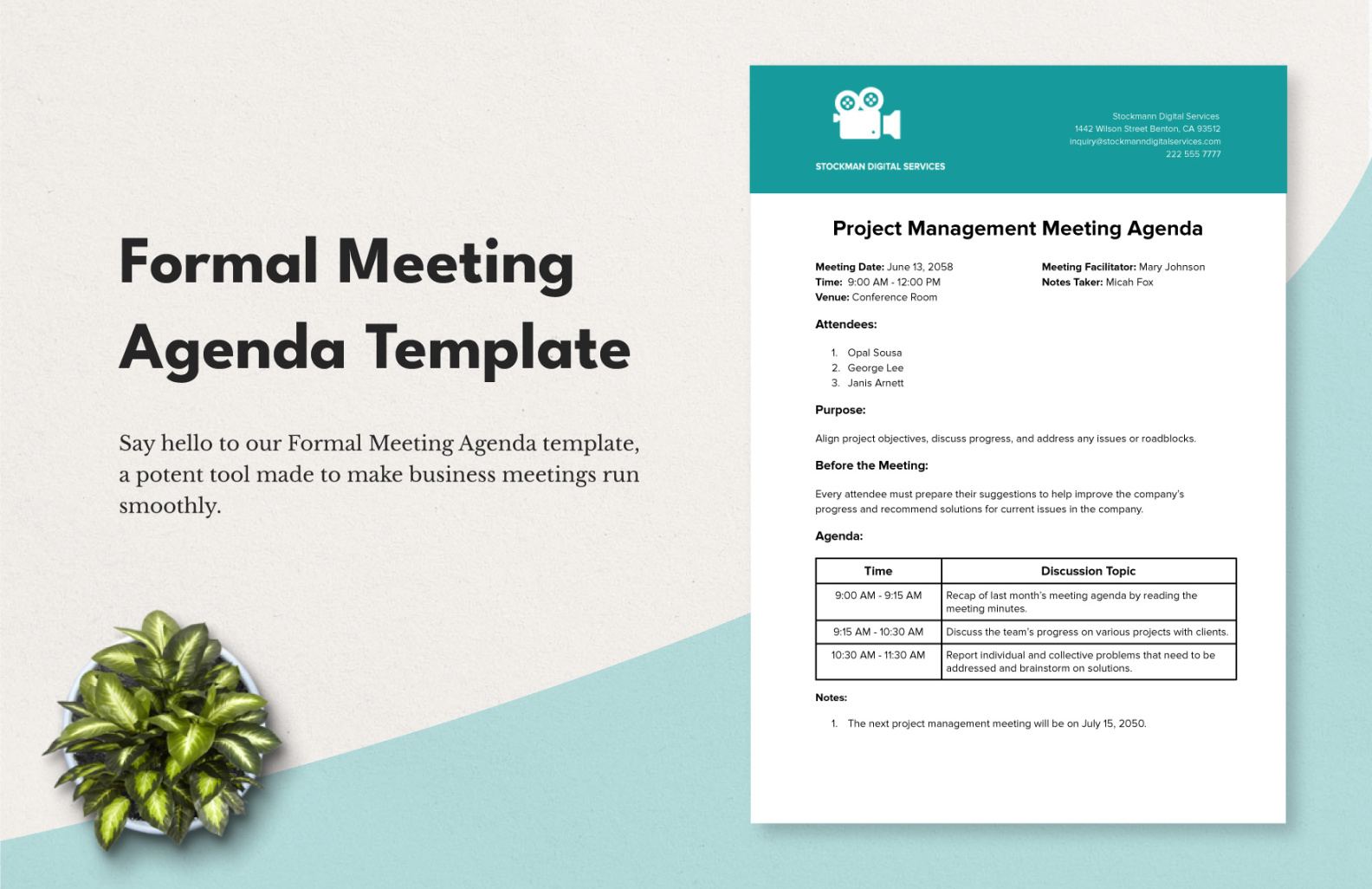 Printable Pack Committee Meeting Agenda Template