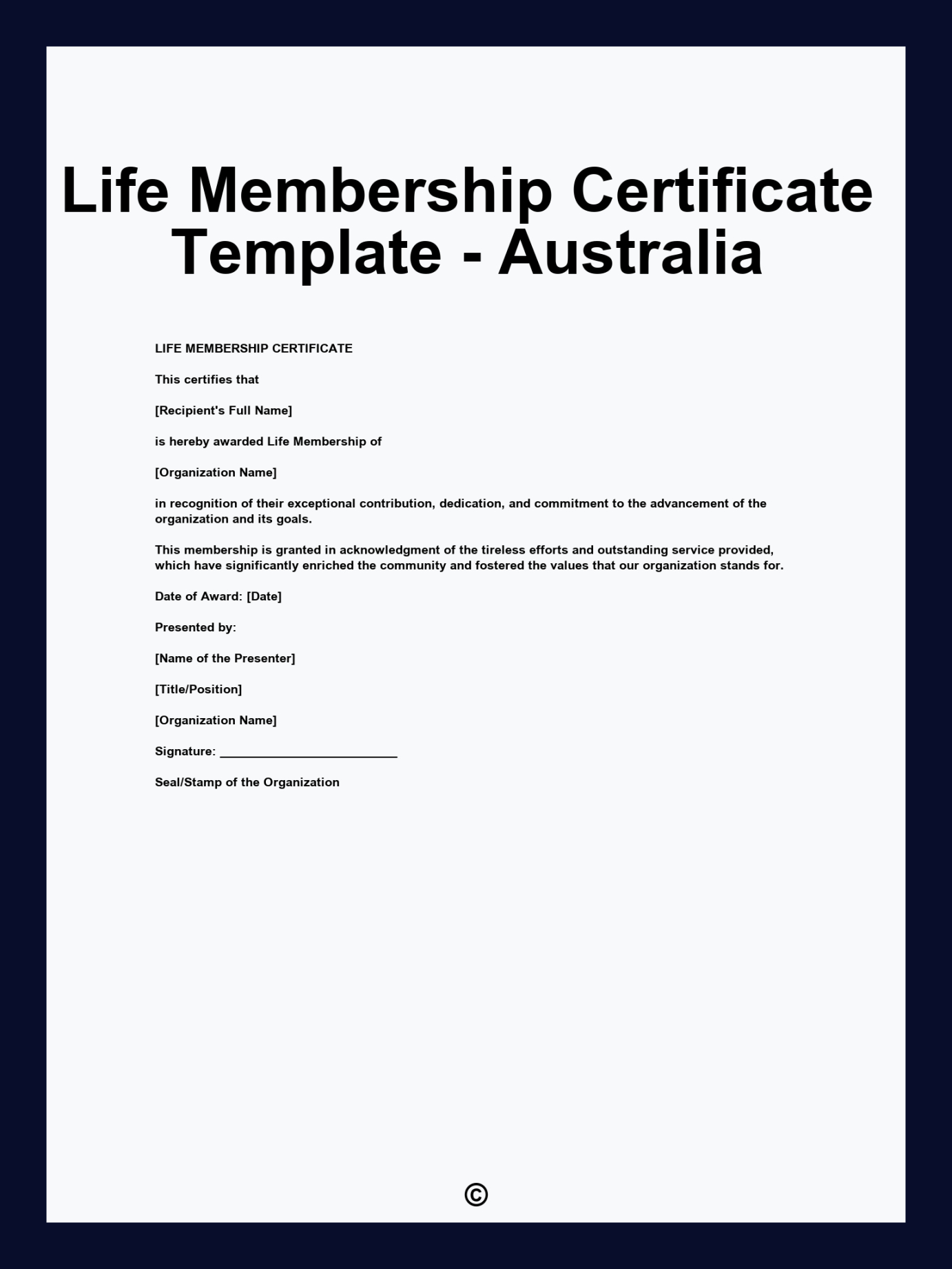 sample life membership certificate template  australia water efficiency certificate of compliance template sample