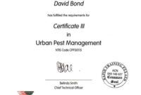 sample qualifications and licences  bonds termite management and pest control pest control certificate of compliance template example