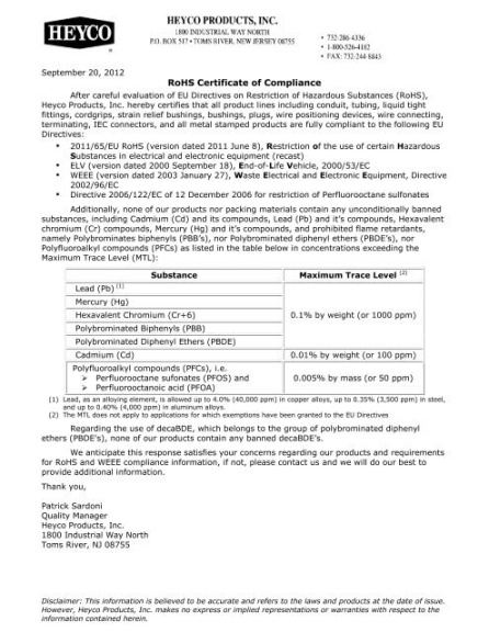 sample rohs compliance certificate template declaration of rohs compliance template excel