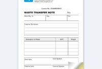 Blank Annual Waste Transfer Note Template Excel