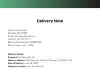 Editable Collection Delivery Note Template  Sample