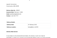 Editable Company Delivery Note Template Pdf