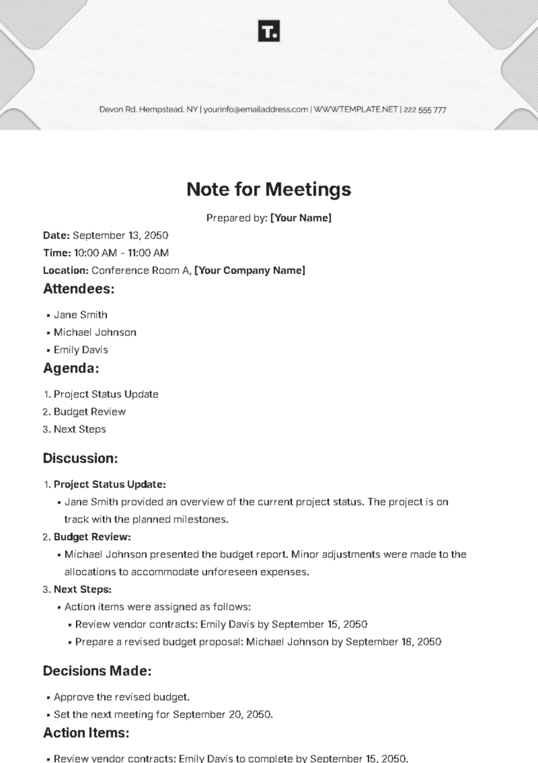 Free Blank Handover Meeting Agenda Template Excel Sample